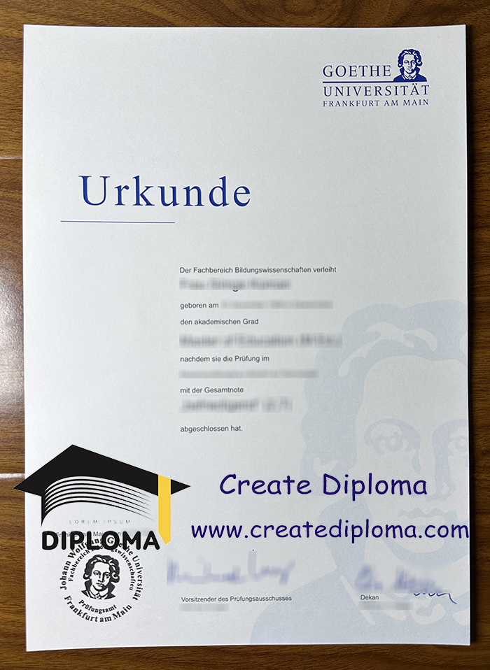 Goethe University Frankfurt urkunde