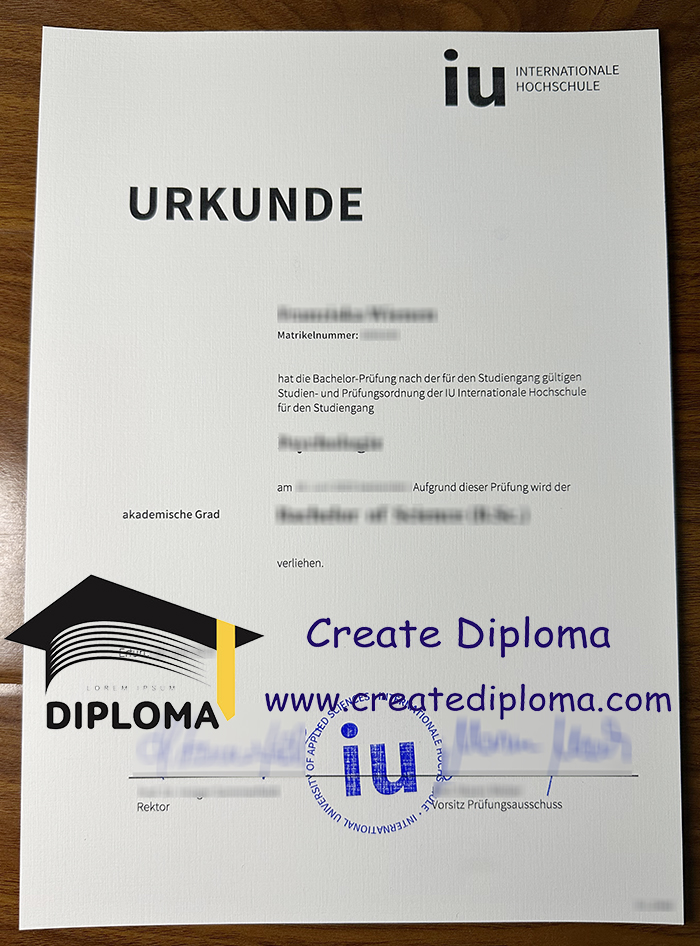 IU Internationale Hochschule urkunde