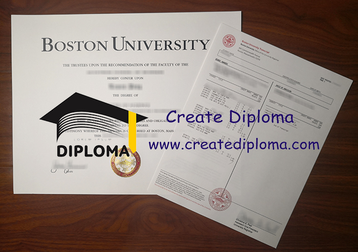 Boston University diploma and transcript