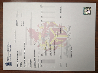 Cardiff Metropolitan University transcript