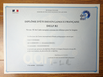 DELF B2 certificate