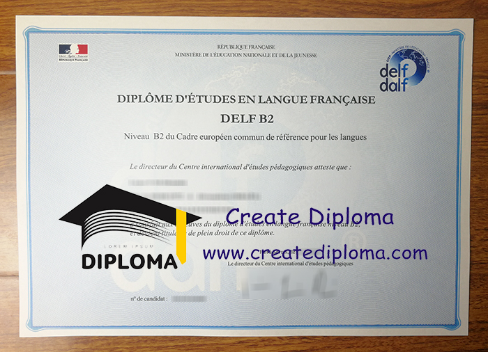 DELF B2 certificate