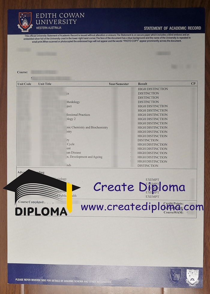 Edith Cowan University transcript