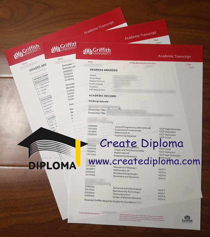 Griffith University transcript