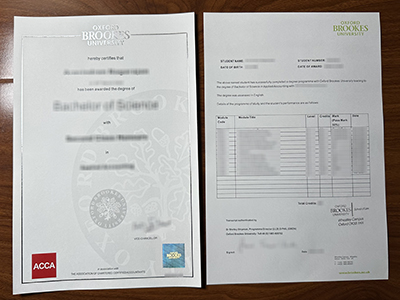 Oxford Brookes University diploma and transcript