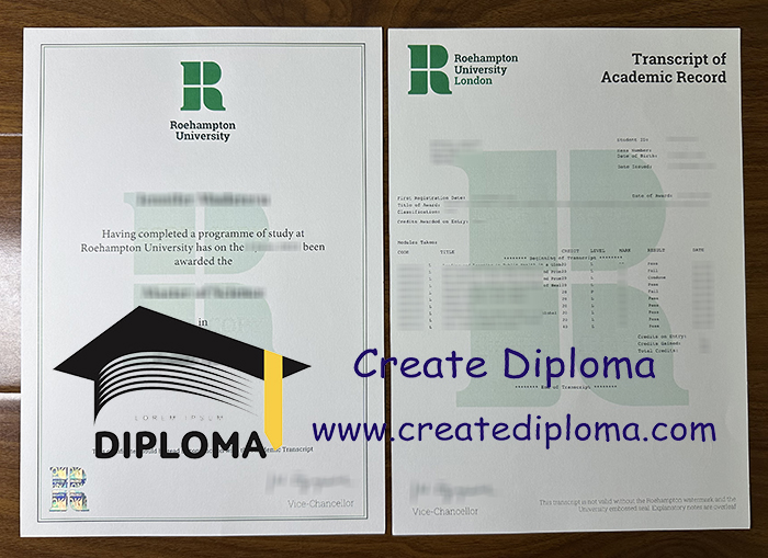 Roehampton University diploma and transcript