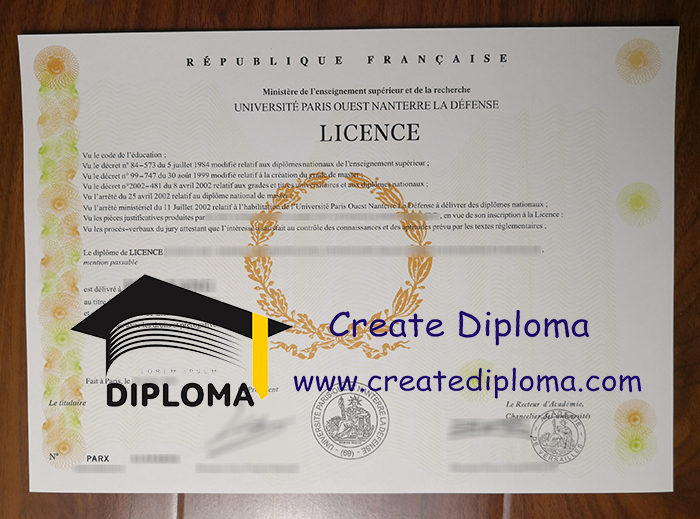 Université Paris Ouest Nanterre La Défens diploma
