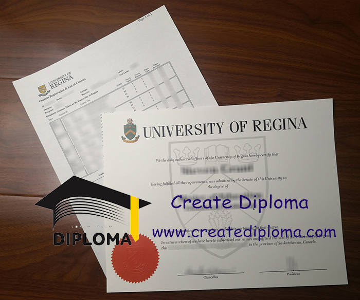 University of Regina diploma and transcript