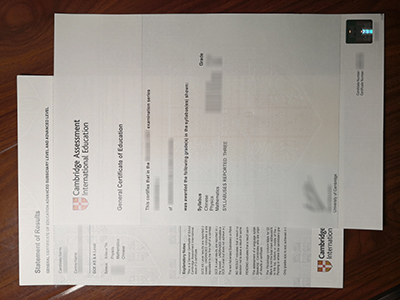Cambridge GCE certificate and transcript