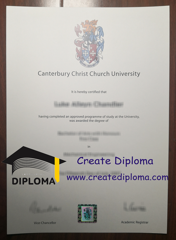 Canterbury Christ Church University diploma