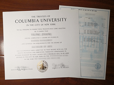 Columbia University diploma and transcript
