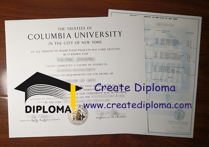 Columbia University diploma and transcript
