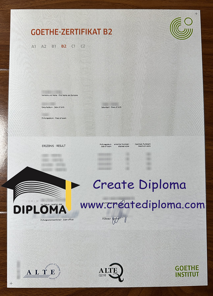 Goethe-Zertifikat B2 certificate