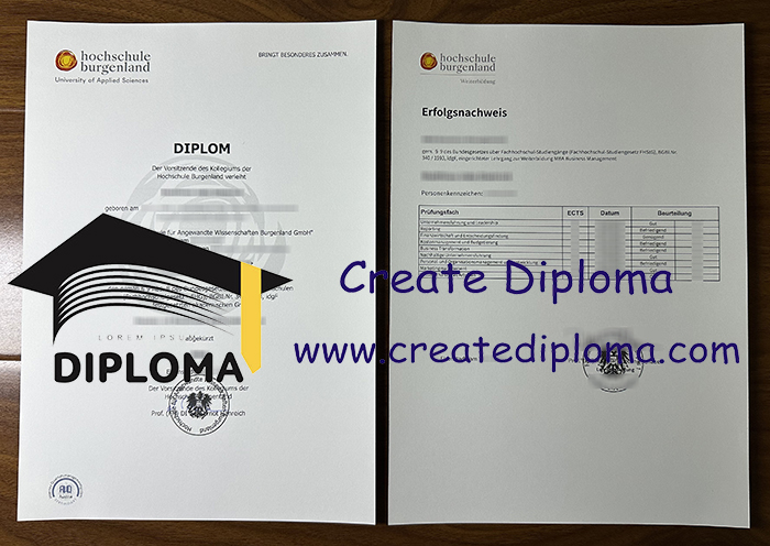 Hochschule Burgenland diploma and transcript