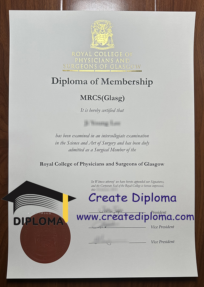 MRCS Glasgow certificate