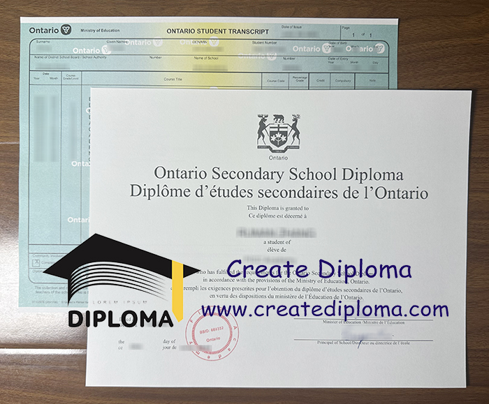 Ontario Secondary School diploma and transcript