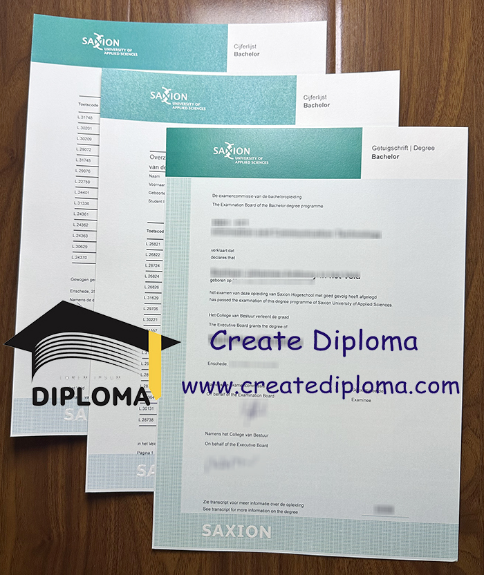 Saxion University of Applied Sciences diploma and transcript