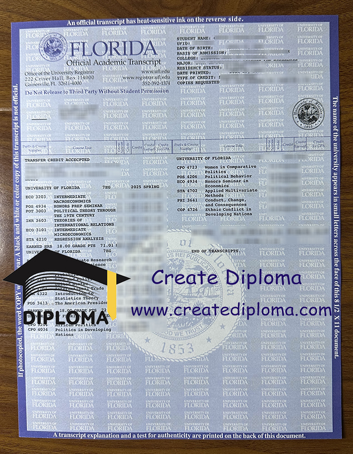 University of Florida transcript
