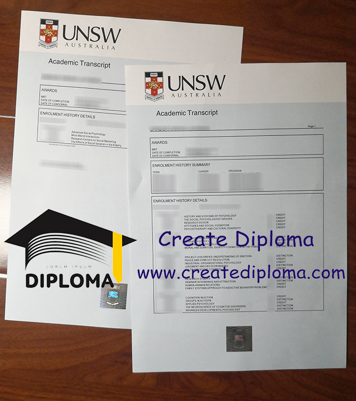 University of New South Wales transcript