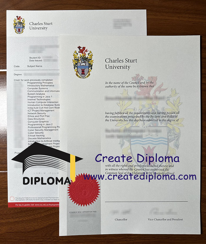 Charles Sturt University diploma and transcript