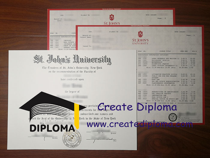 St. John’s University diploma and transcript