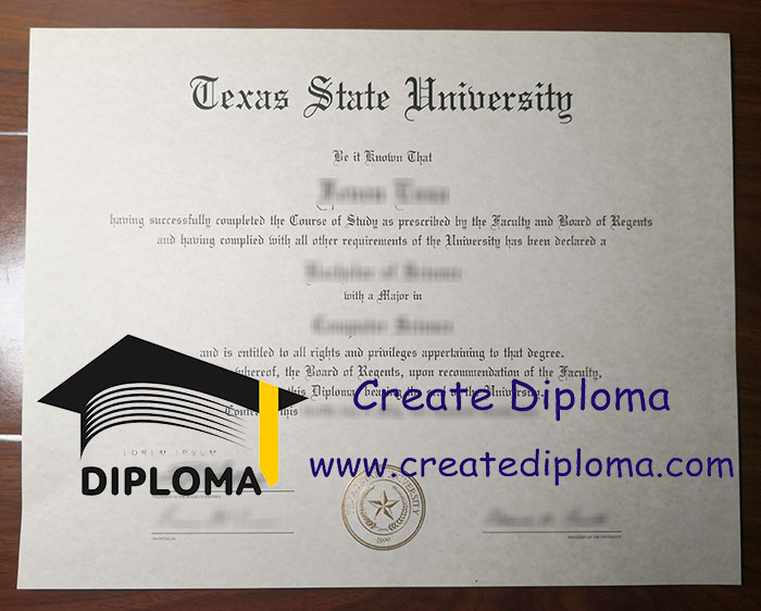 Texas State University diploma