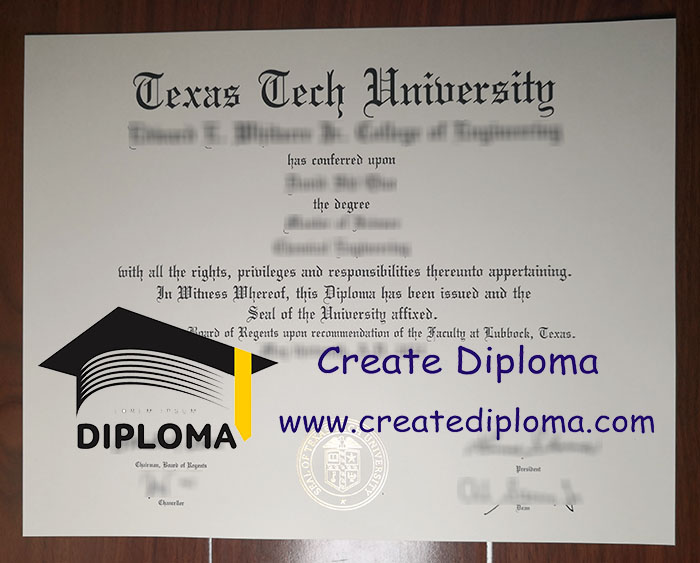 Texas Tech University diploma