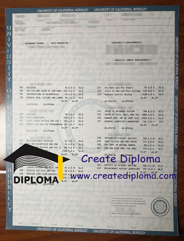 University of California Berkeley transcript