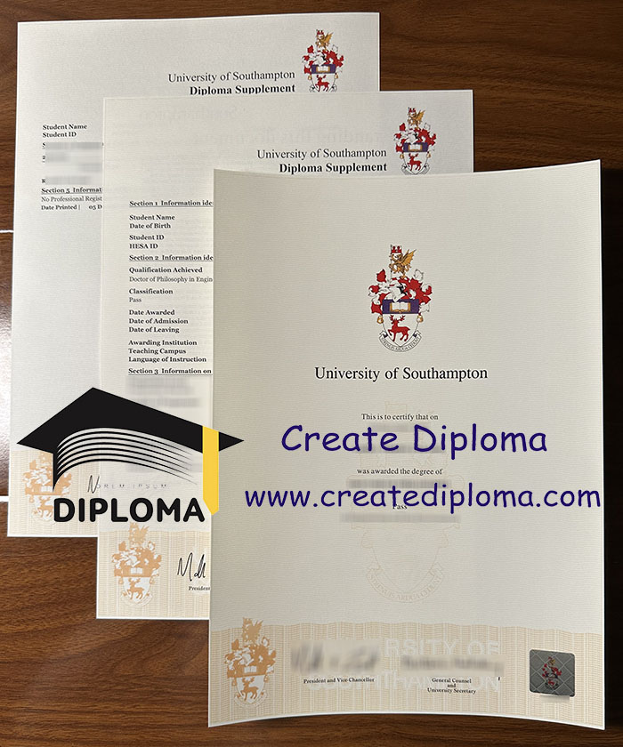 University of Southampton diploma and transcript