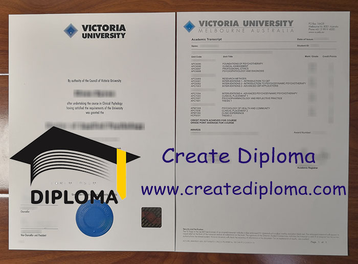 Victoria University diploma and transcript