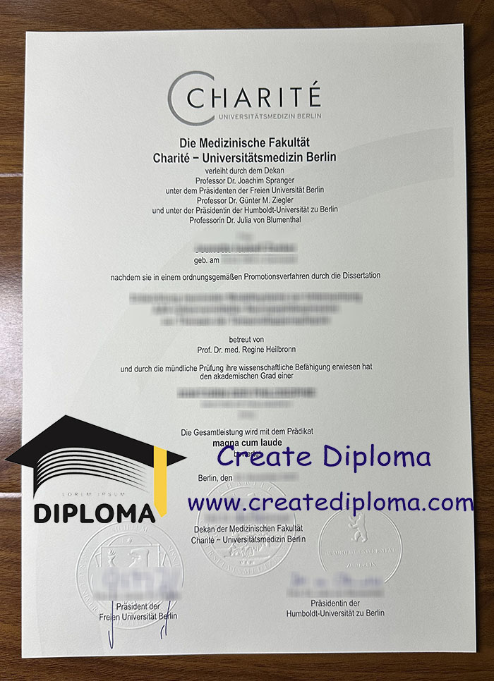 Charité – Universitätsmedizin Berlin Urkunde