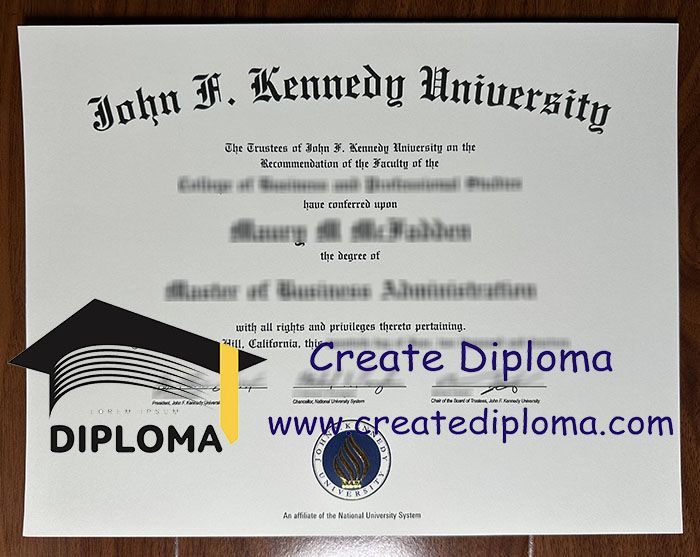 John F. Kennedy University diploma