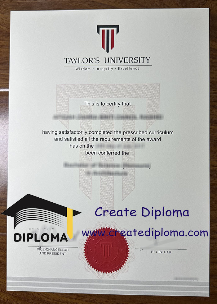 Taylor’s University diploma