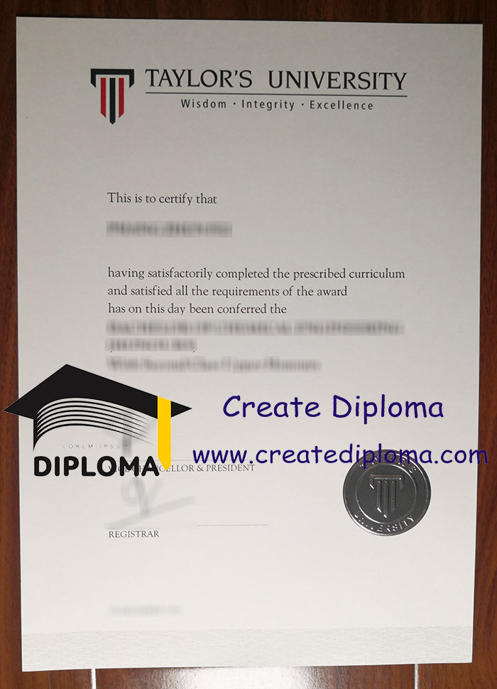 Taylor's University diploma