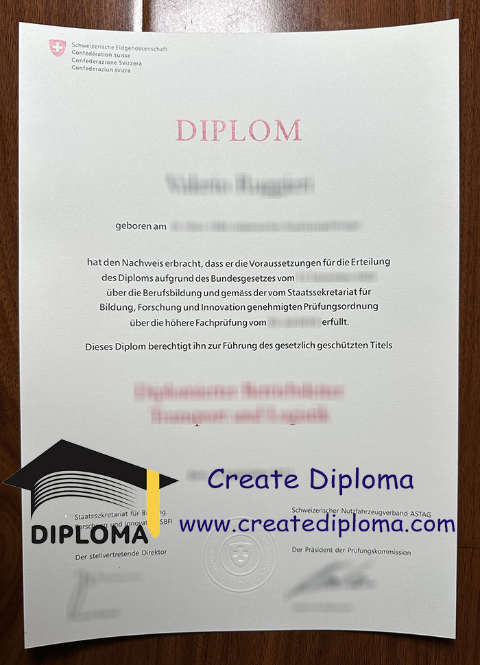 Schweizerische Eidgenossenschaft diploma